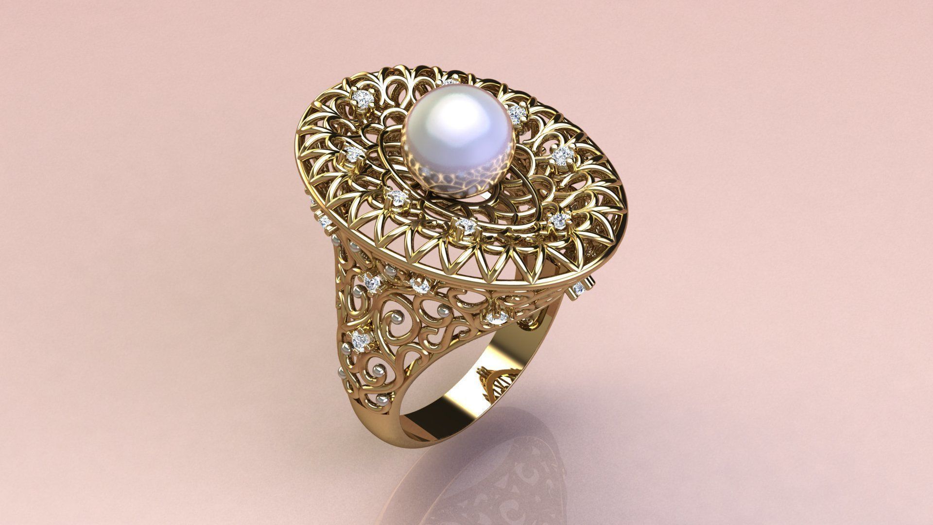 Ring and Pearl 3D print model_1