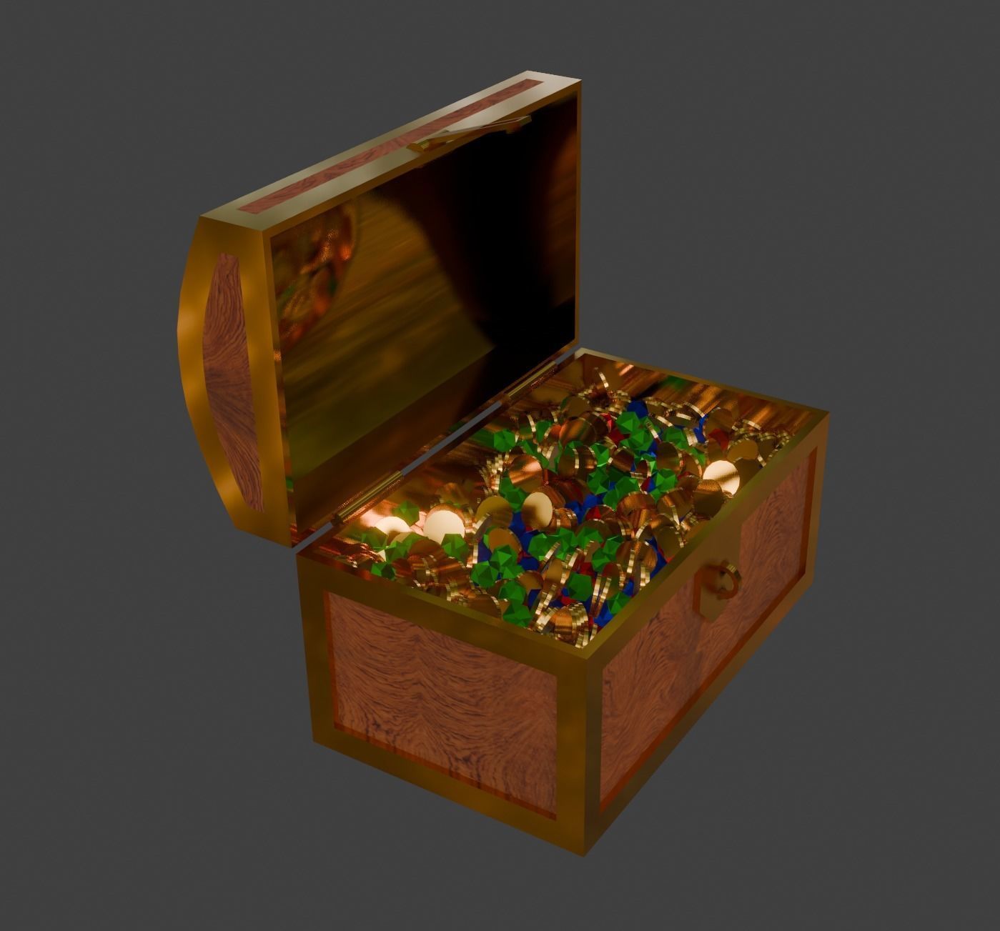 Gold Treasure Chest With Coins and Gems 3D model_6