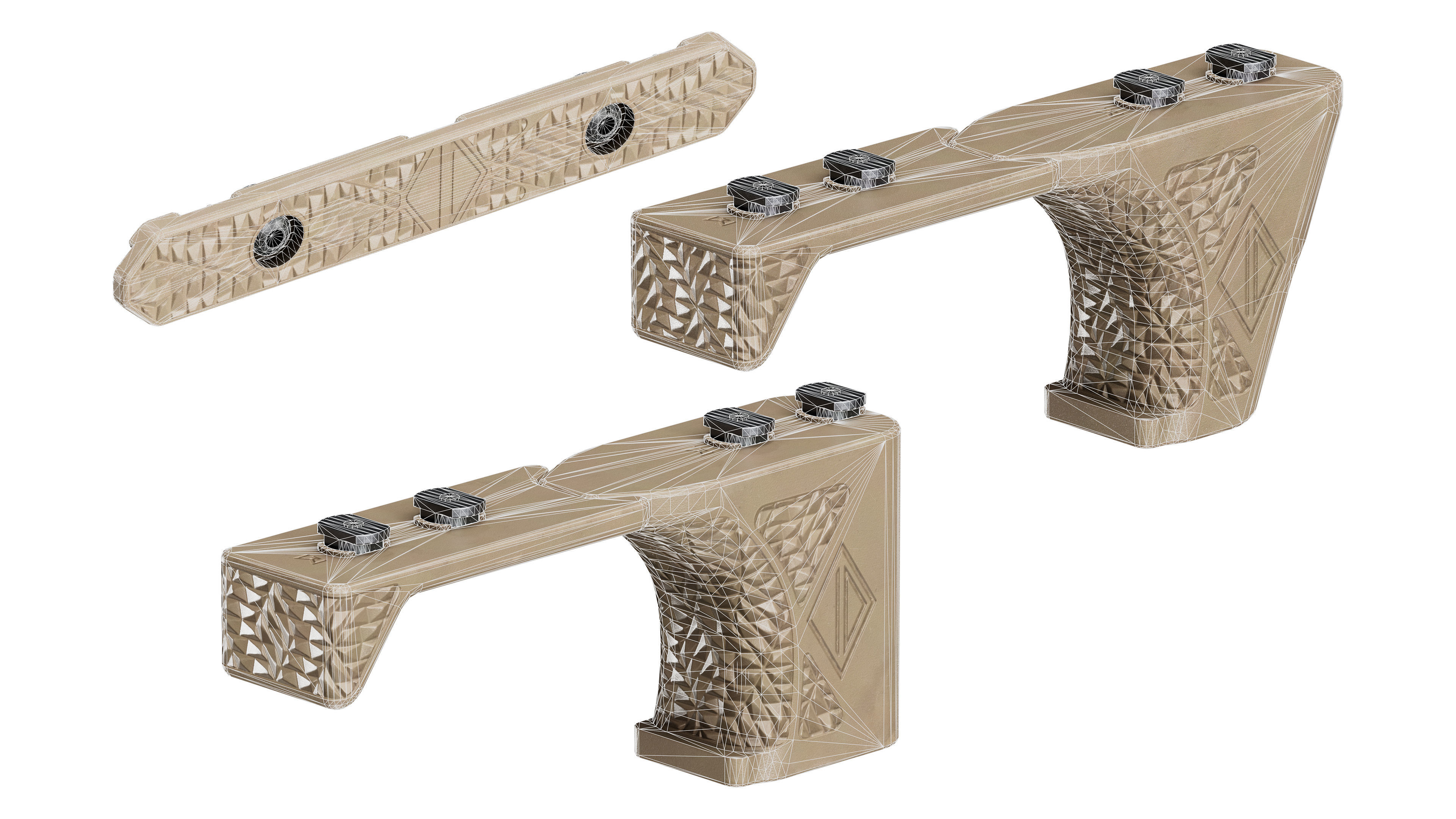 IRREGULAR DEFENSE GRIP AND RAIL COVER Low-poly 3D model_10