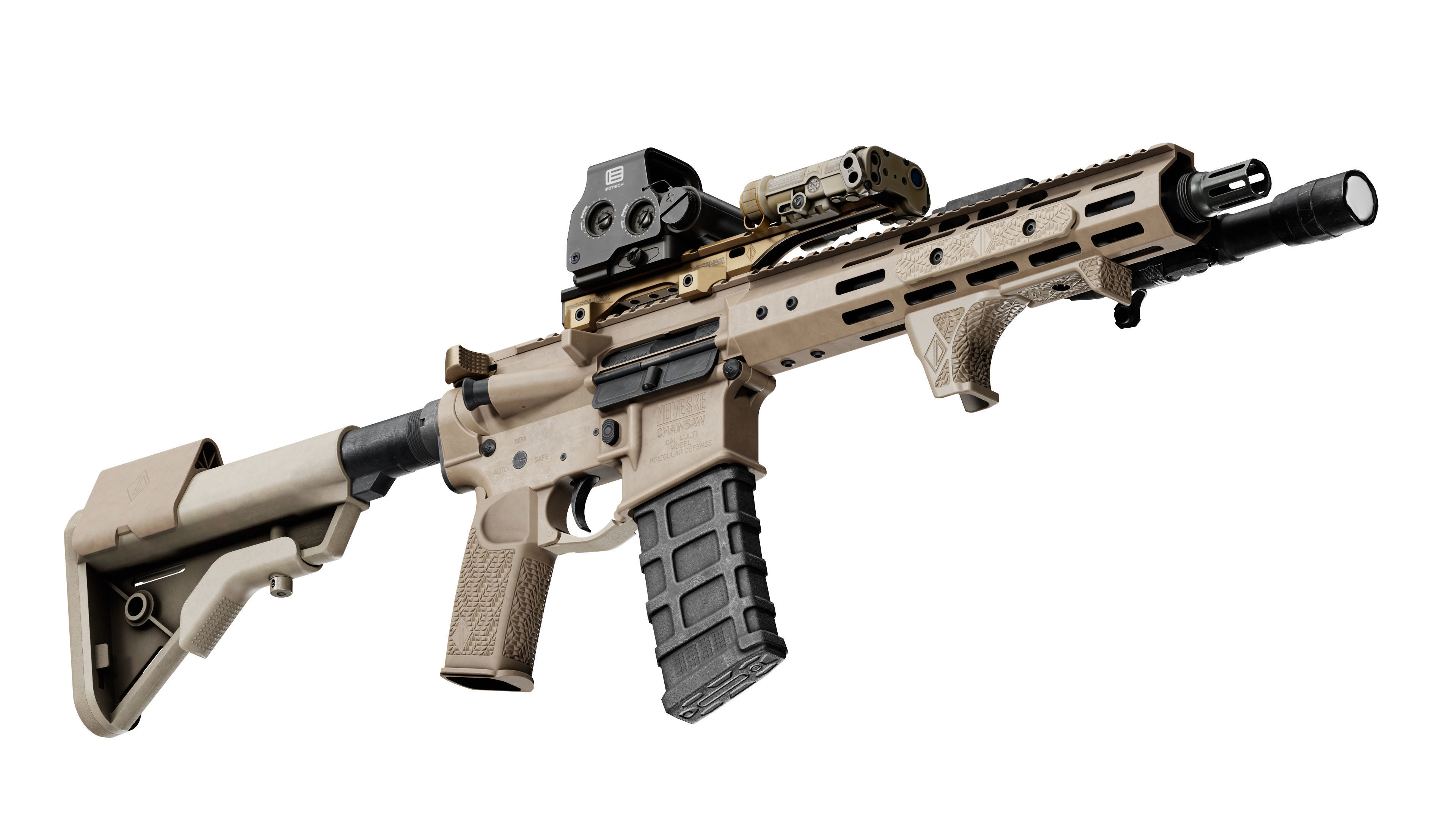 IRREGULAR DEFENSE GRIP AND RAIL COVER Low-poly 3D model_6