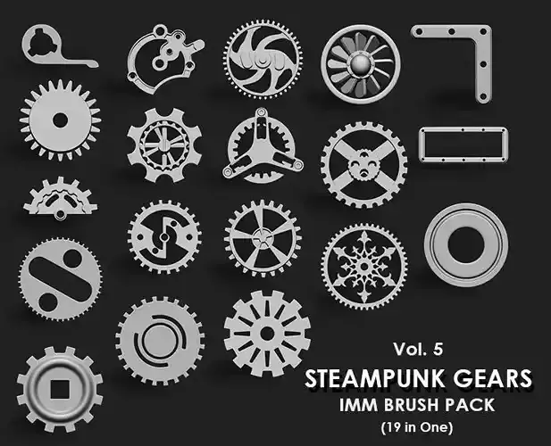 Steampunk Gears IMM Brush Pack 19 in One Vol 5