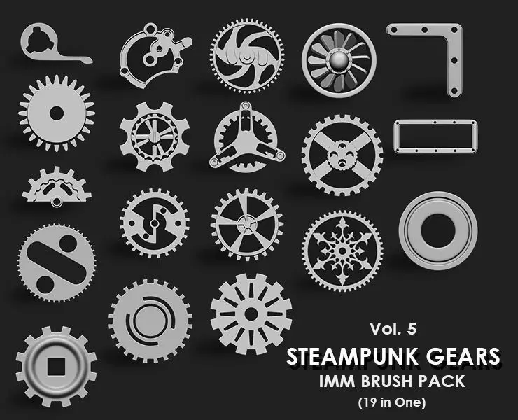 Steampunk Gears IMM Brush Pack 19 in One Vol 5 3D model_0