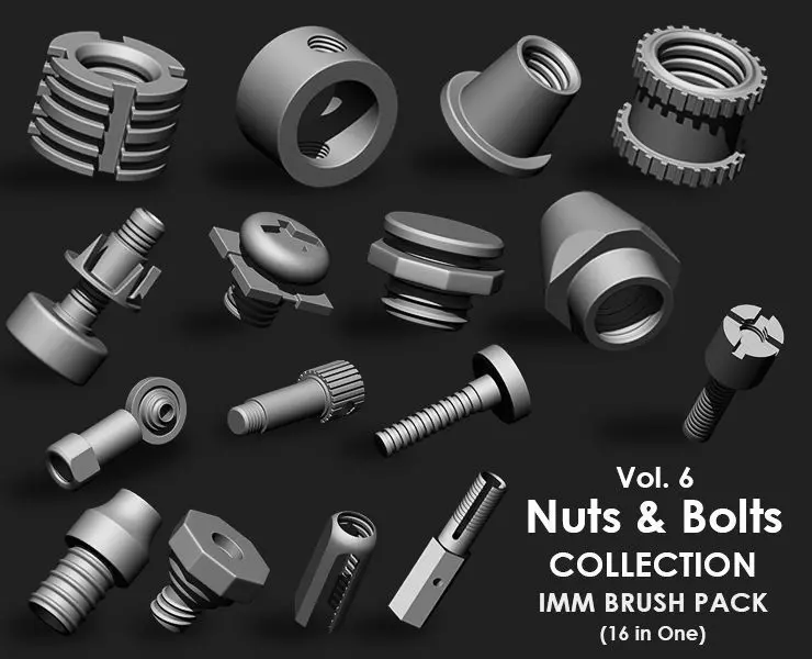 Nuts and Bolts IMM Brush Pack 16 in One Vol 6 3D model_0