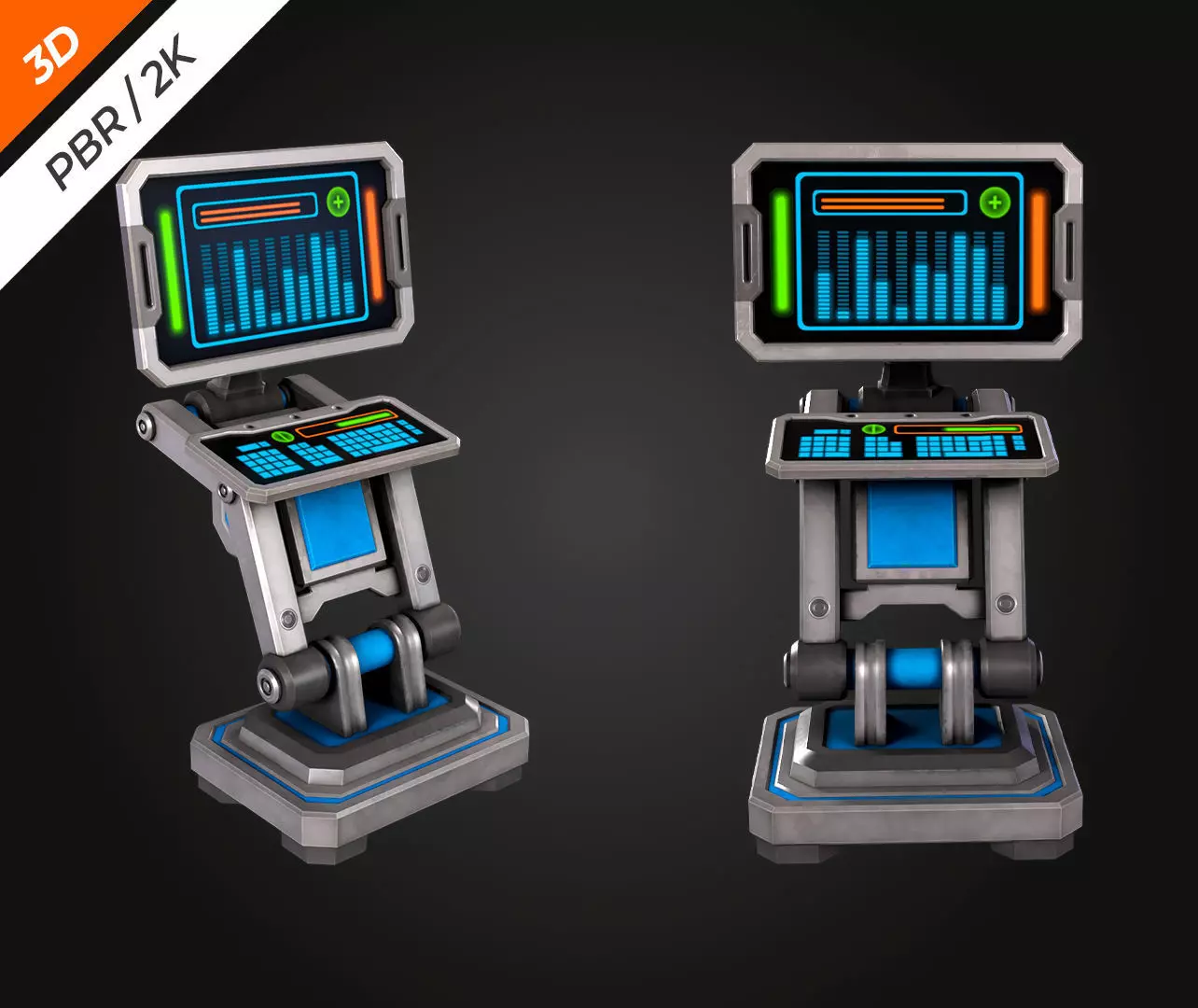 SCI-FI PC Monitor Low-poly 3D model_3