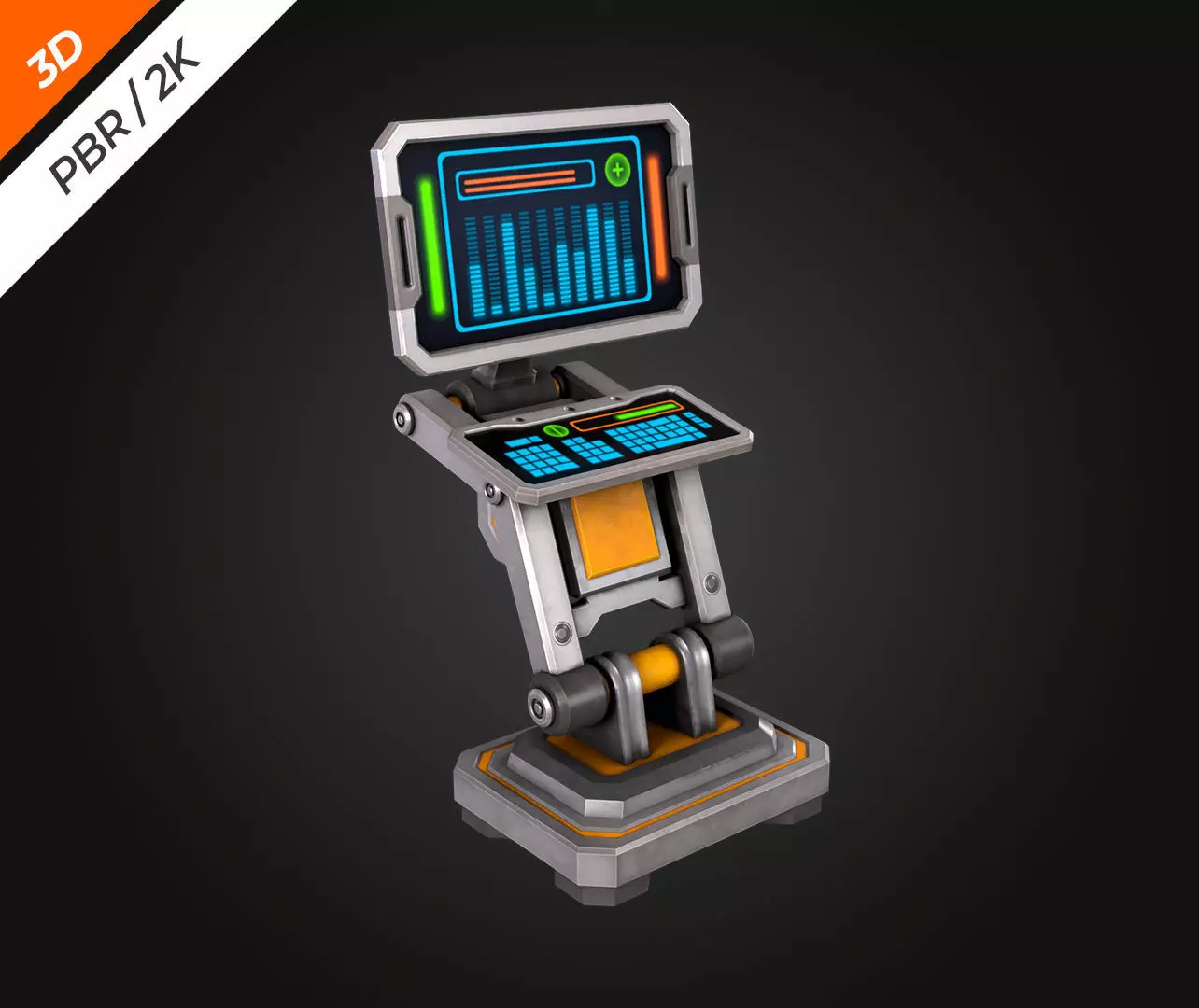 SCI-FI PC Monitor Low-poly 3D model_12