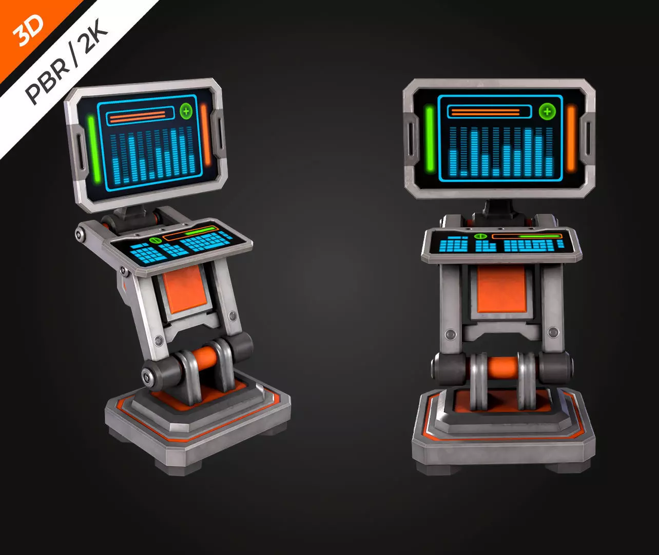 SCI-FI PC Monitor Low-poly 3D model_4