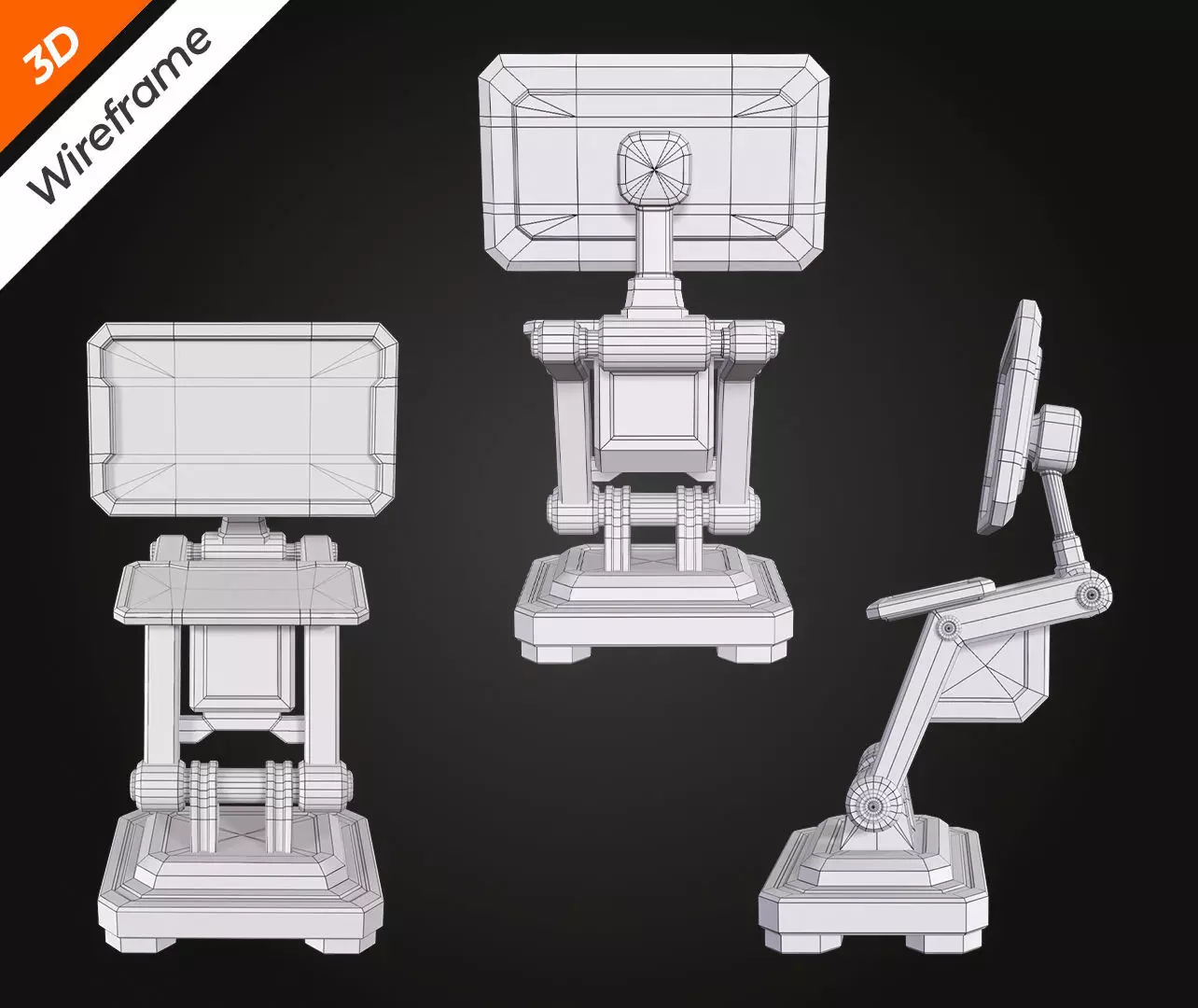 SCI-FI PC Monitor Low-poly 3D model_13