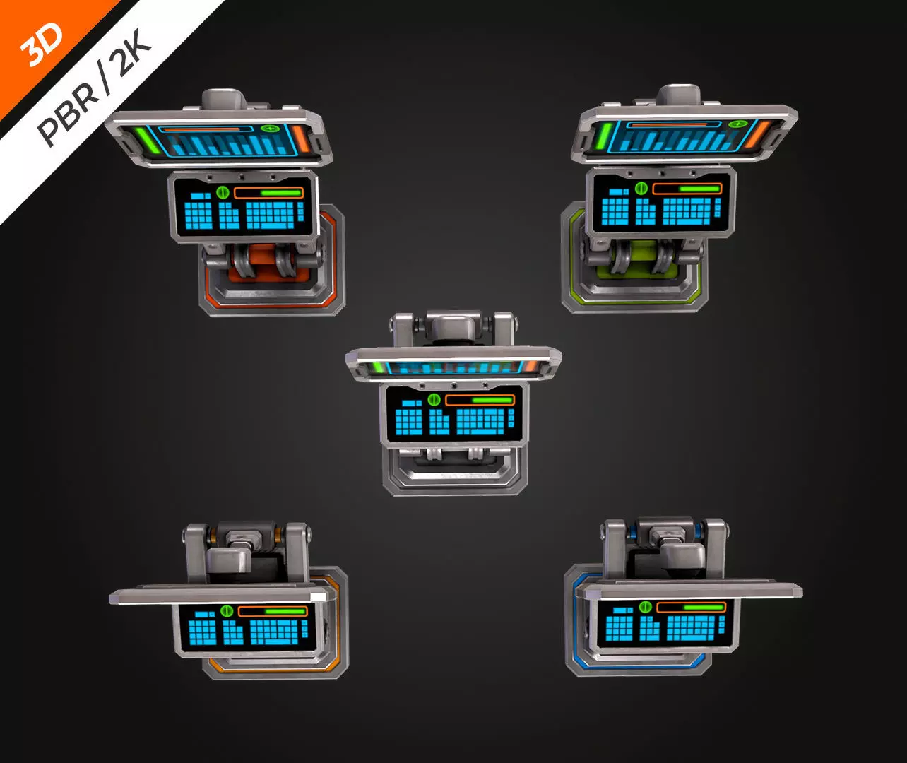 SCI-FI PC Monitor Low-poly 3D model_11