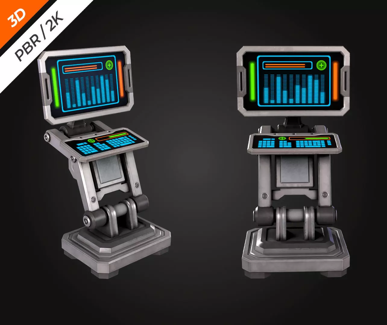 SCI-FI PC Monitor Low-poly 3D model_6