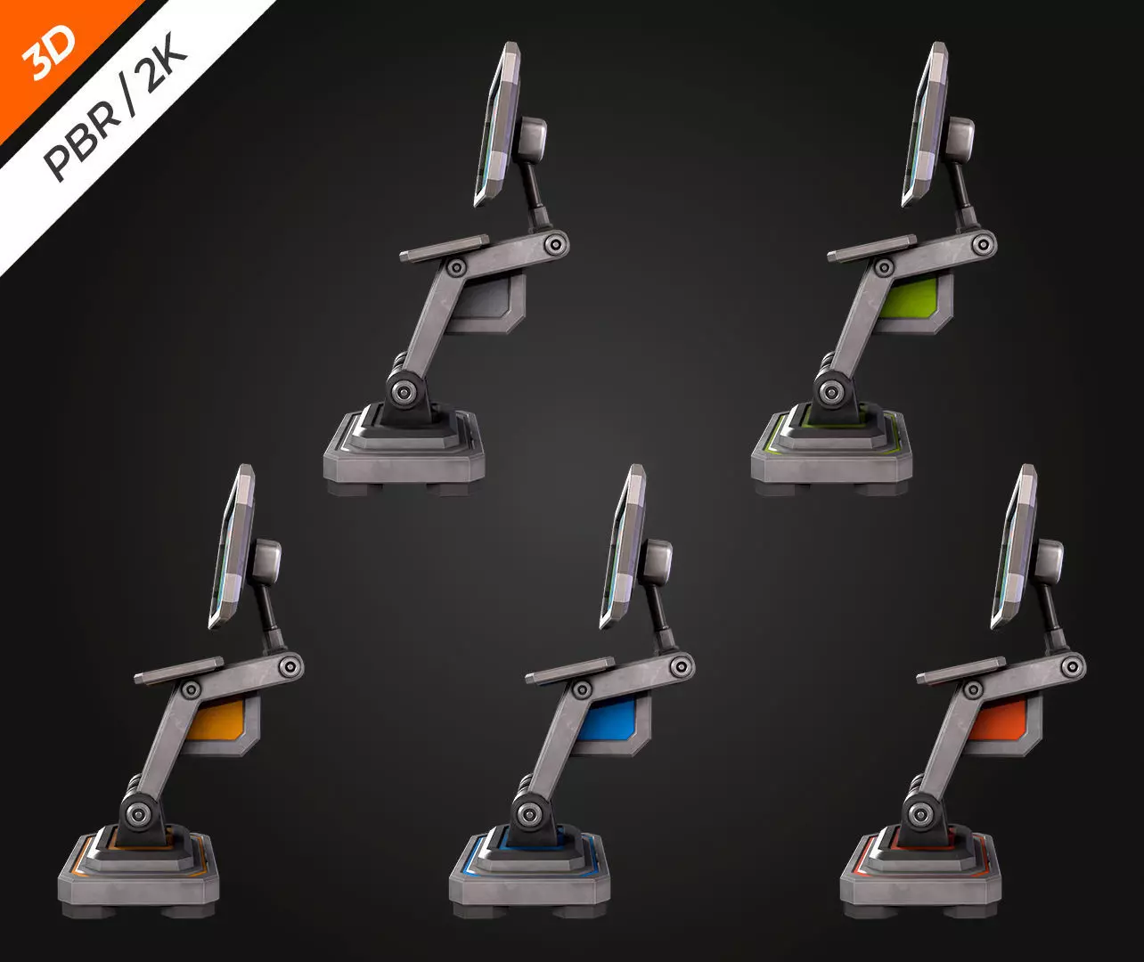 SCI-FI PC Monitor Low-poly 3D model_7