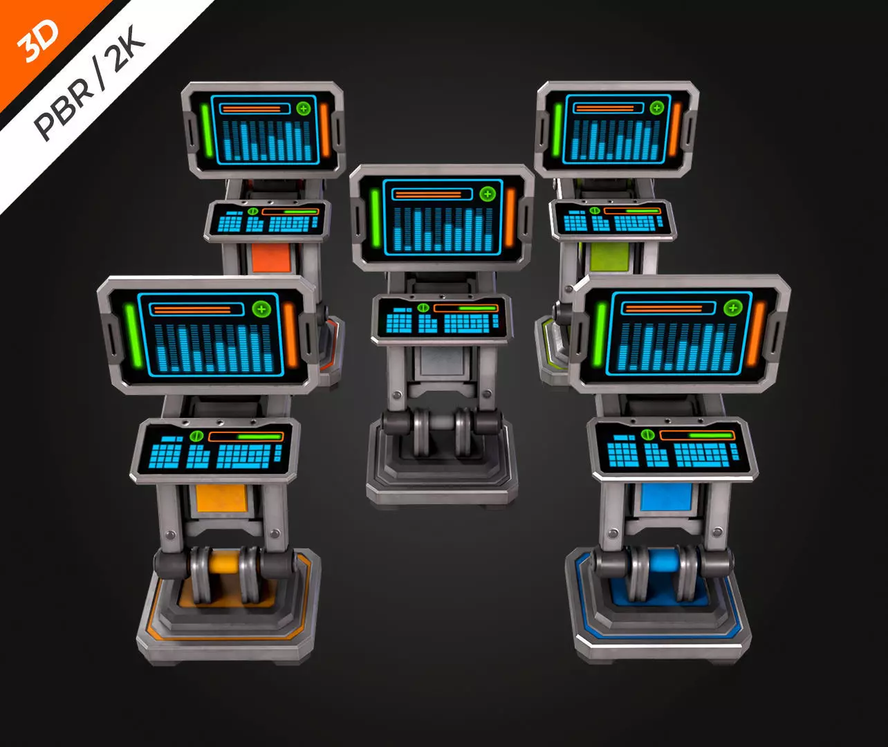 SCI-FI PC Monitor Low-poly 3D model_9