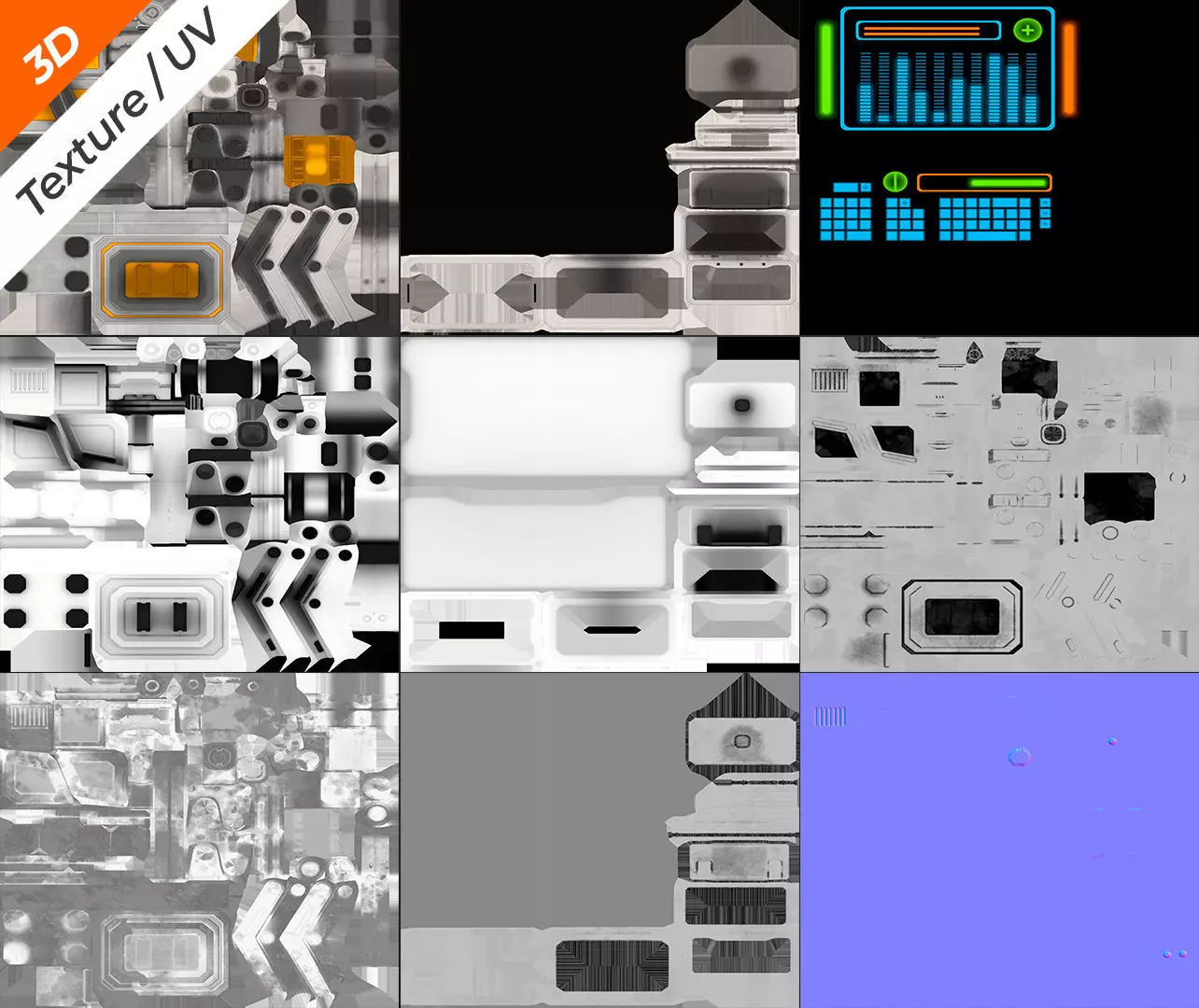 SCI-FI PC Monitor Low-poly 3D model_14