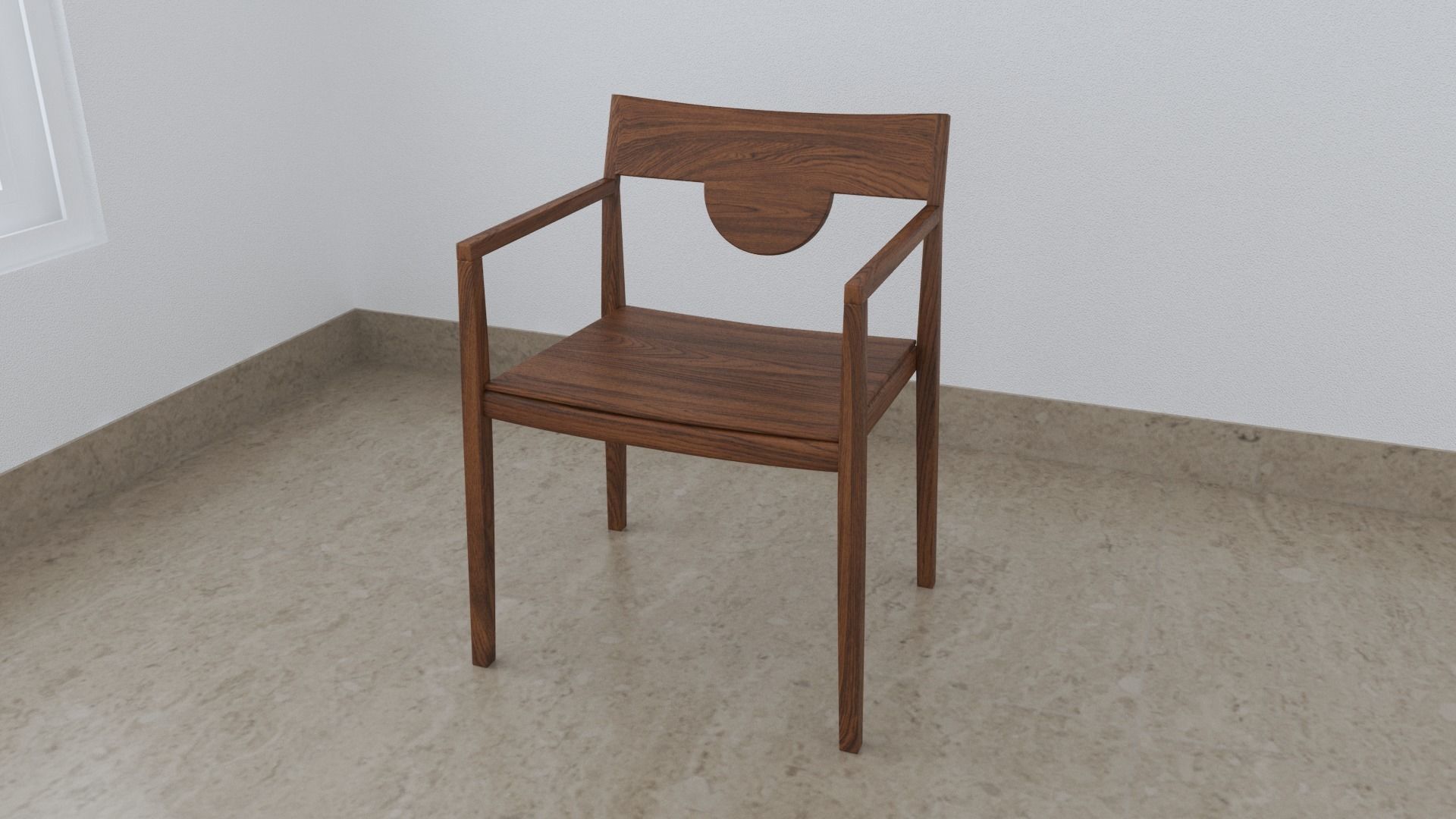 Wooden Chair 3D model_3