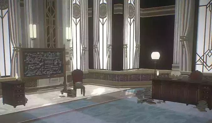 Old style Office Hall Low-poly 3D model