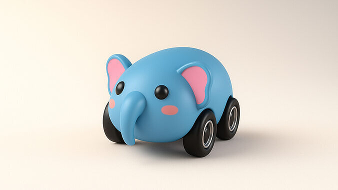 Cartoon Animal Car Cute Pack 01 Low-poly 3D model 7