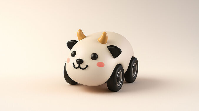 Cartoon Animal Car Cute Pack 01 Low-poly 3D model 6