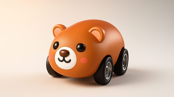 Cartoon Animal Car Cute Pack 01 Low-poly 3D model 4