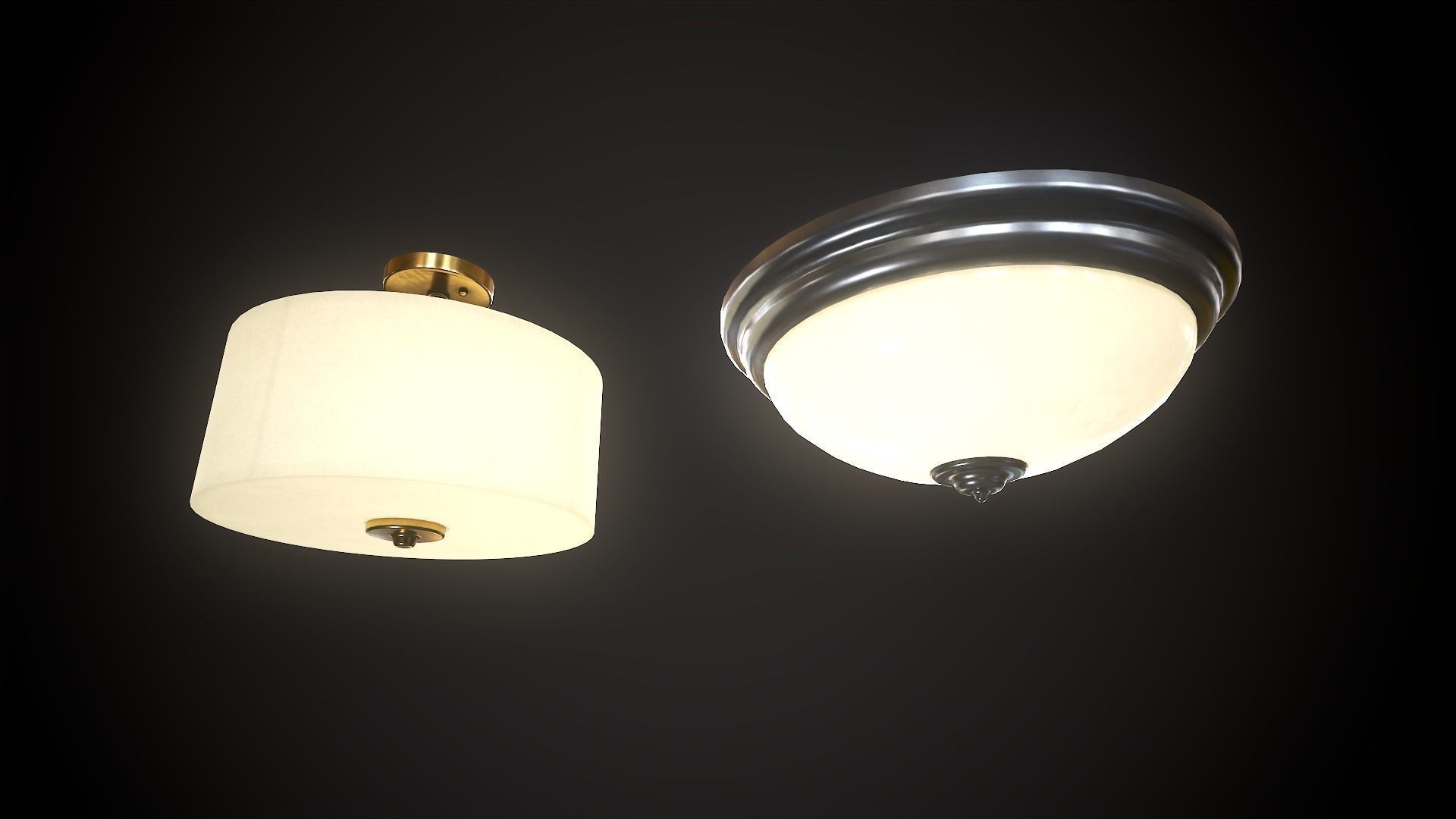 Ceiling Light Set Low-poly 3D model_11