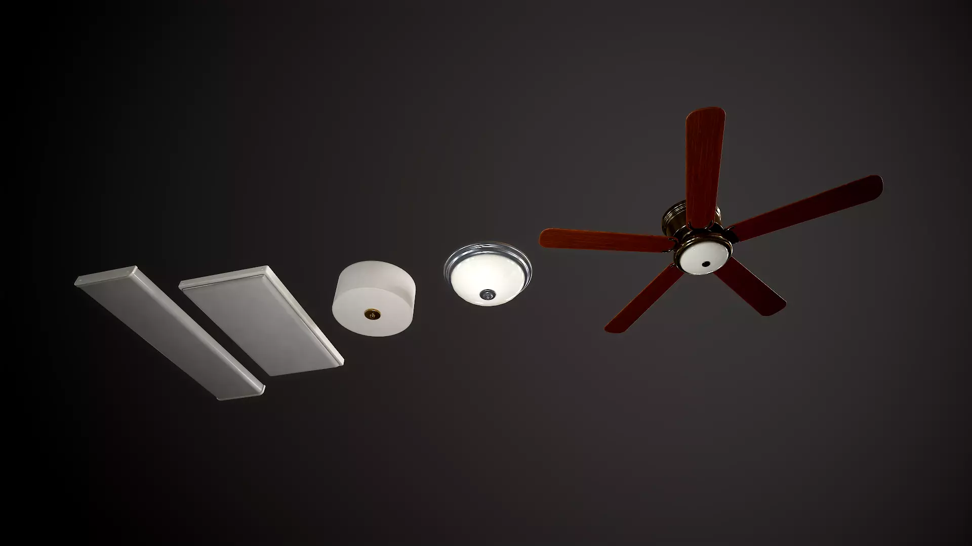 Ceiling Light Set Low-poly 3D model_0