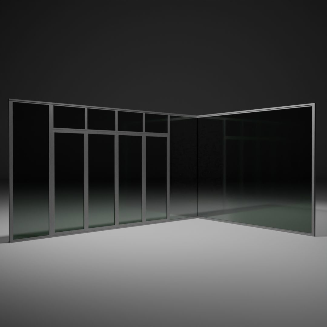 Commercial Glass window Free 3D model_3