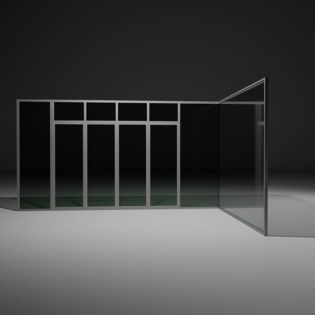 Commercial Glass window Free 3D model_1