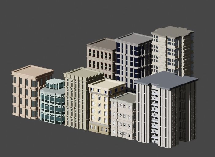 Incredible Pack Realistics Buildings Low-poly 3D model_19