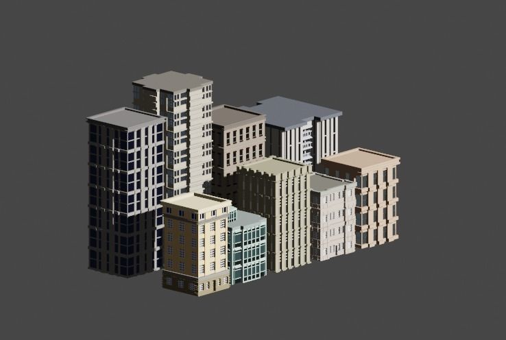 Incredible Pack Realistics Buildings Low-poly 3D model_4