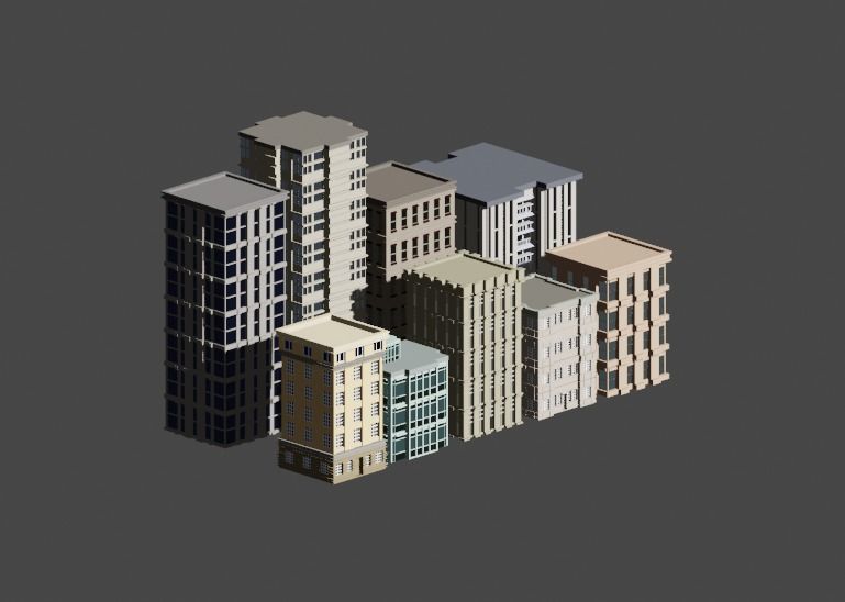 Incredible Pack Realistics Buildings Low-poly 3D model_1