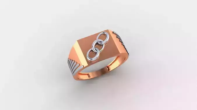 Chain Top Plain Gold Light weight minimalist Mens Band Ring 3D print model