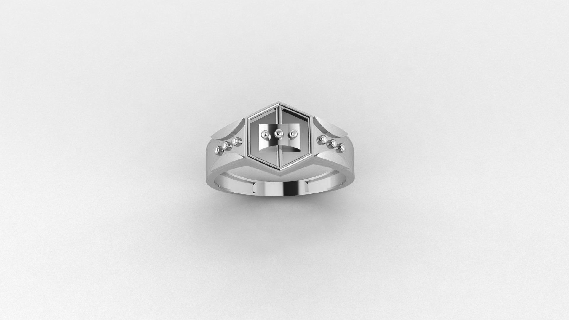 Beads Plain Gold Light weight minimalist Mens Band Ring  3D print model_2