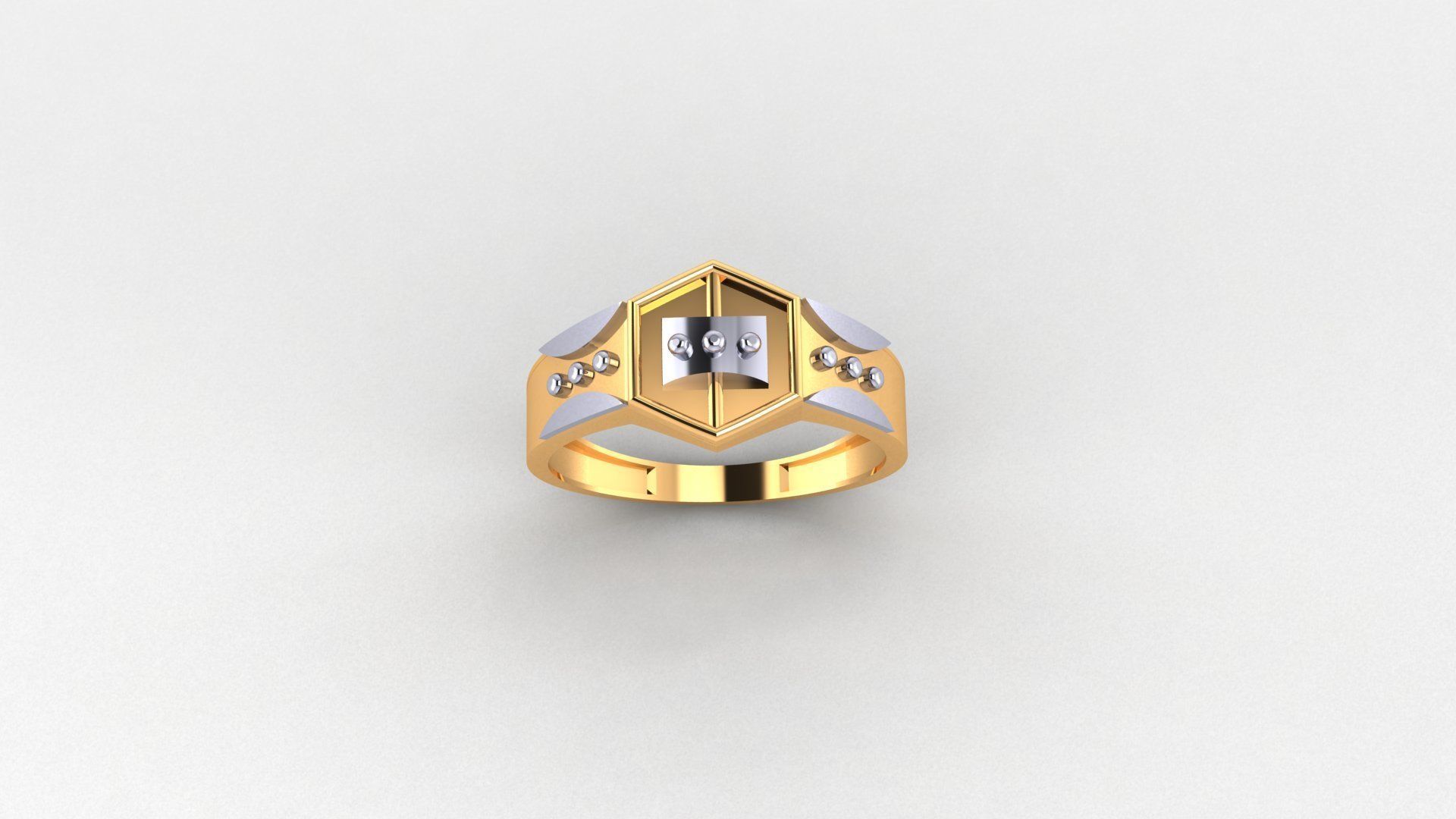 Beads Plain Gold Light weight minimalist Mens Band Ring  3D print model_1