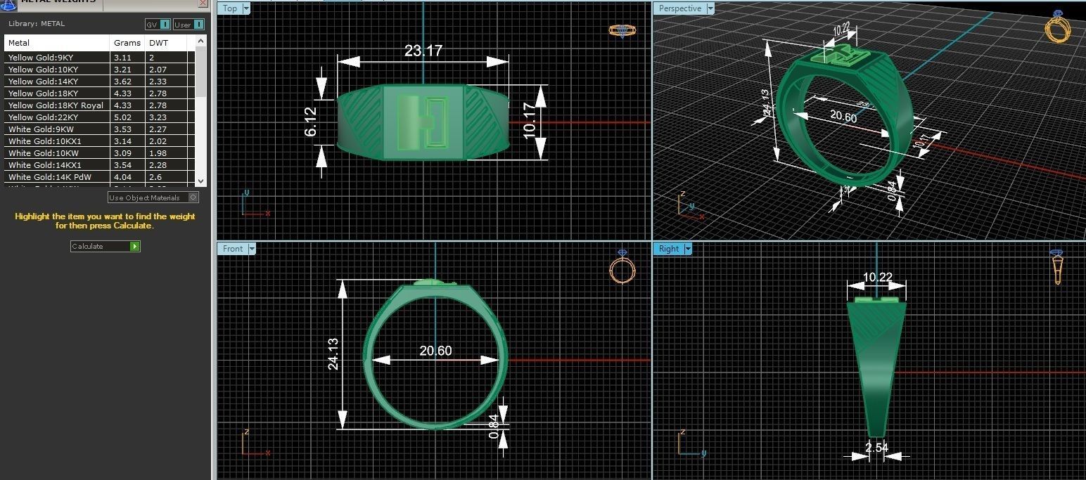 Lock hinge Plain Gold Light weight minimalist Mens Band Ring 3D print model_3