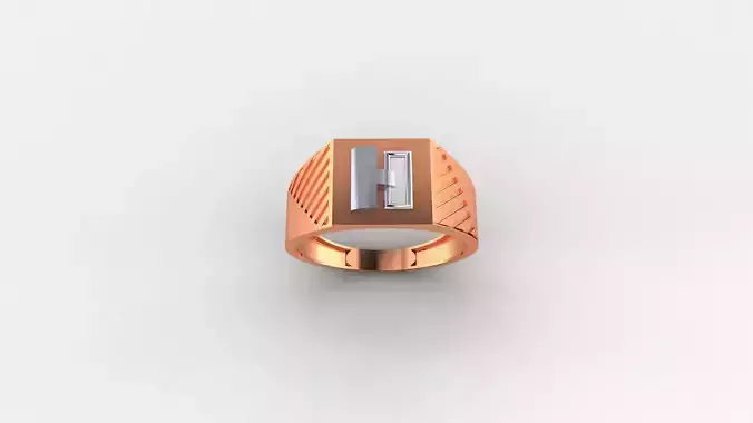 Lock hinge Plain Gold Light weight minimalist Mens Band Ring 3D print model