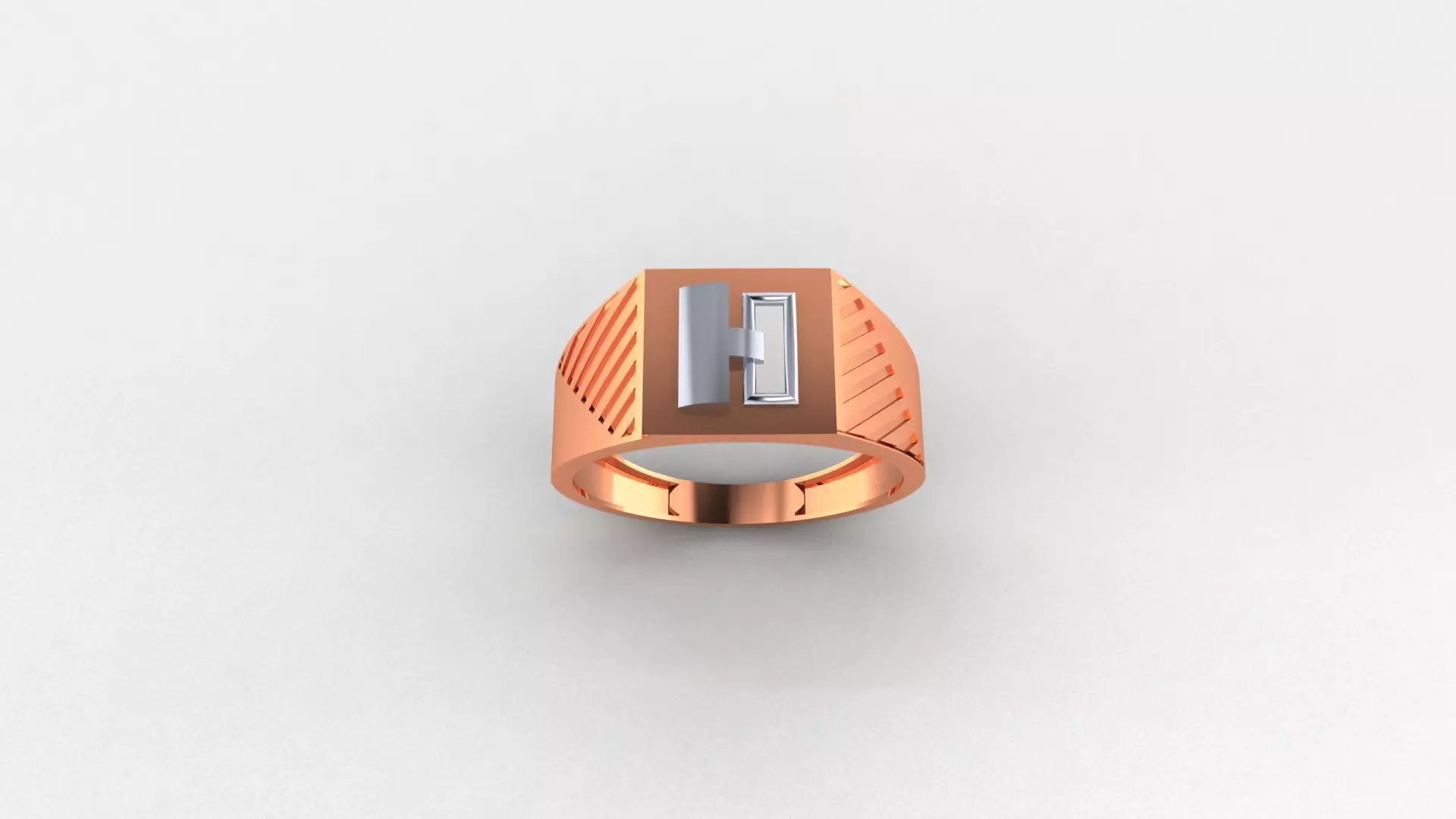 Lock hinge Plain Gold Light weight minimalist Mens Band Ring 3D print model_0