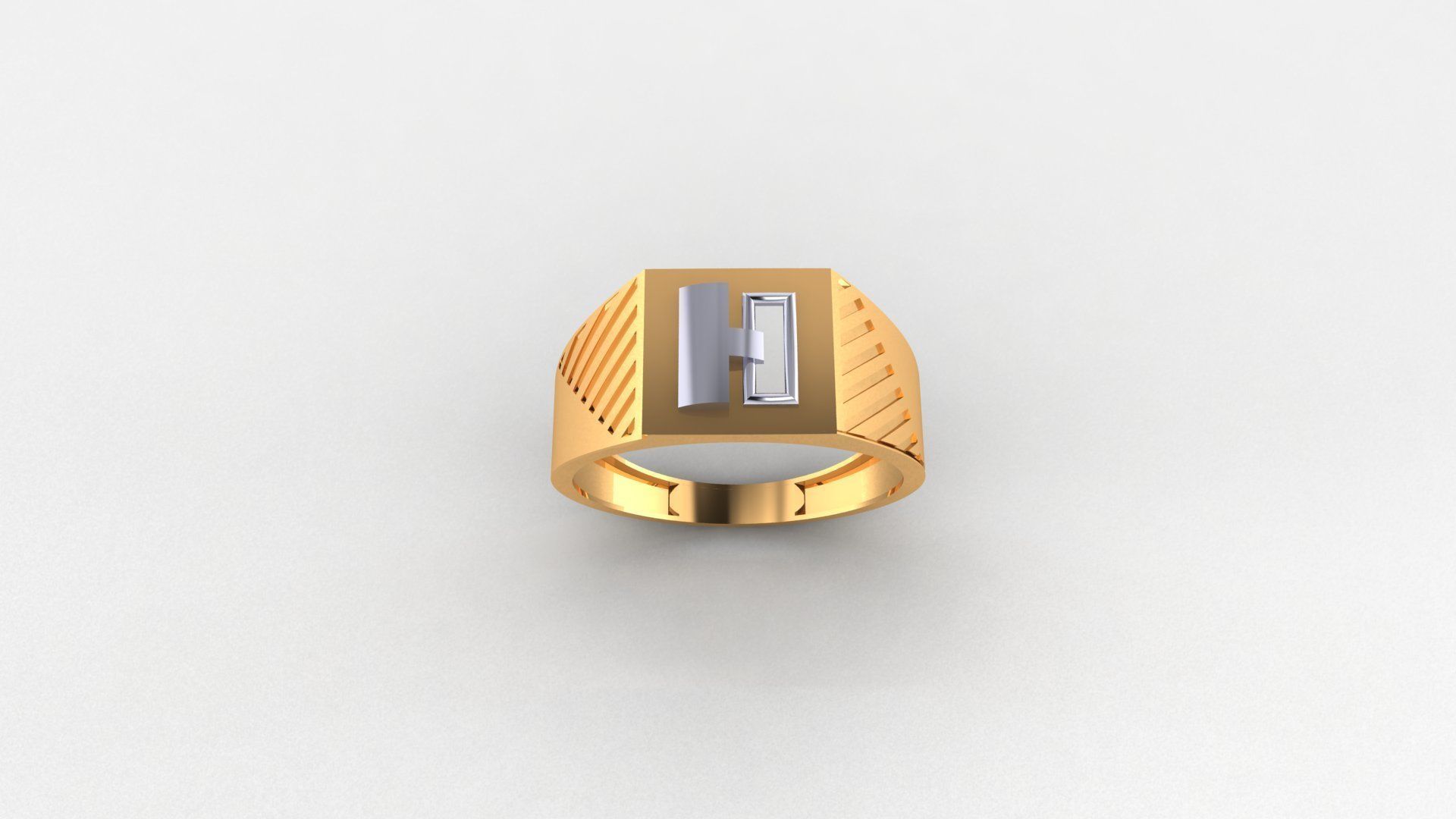 Lock hinge Plain Gold Light weight minimalist Mens Band Ring 3D print model_1