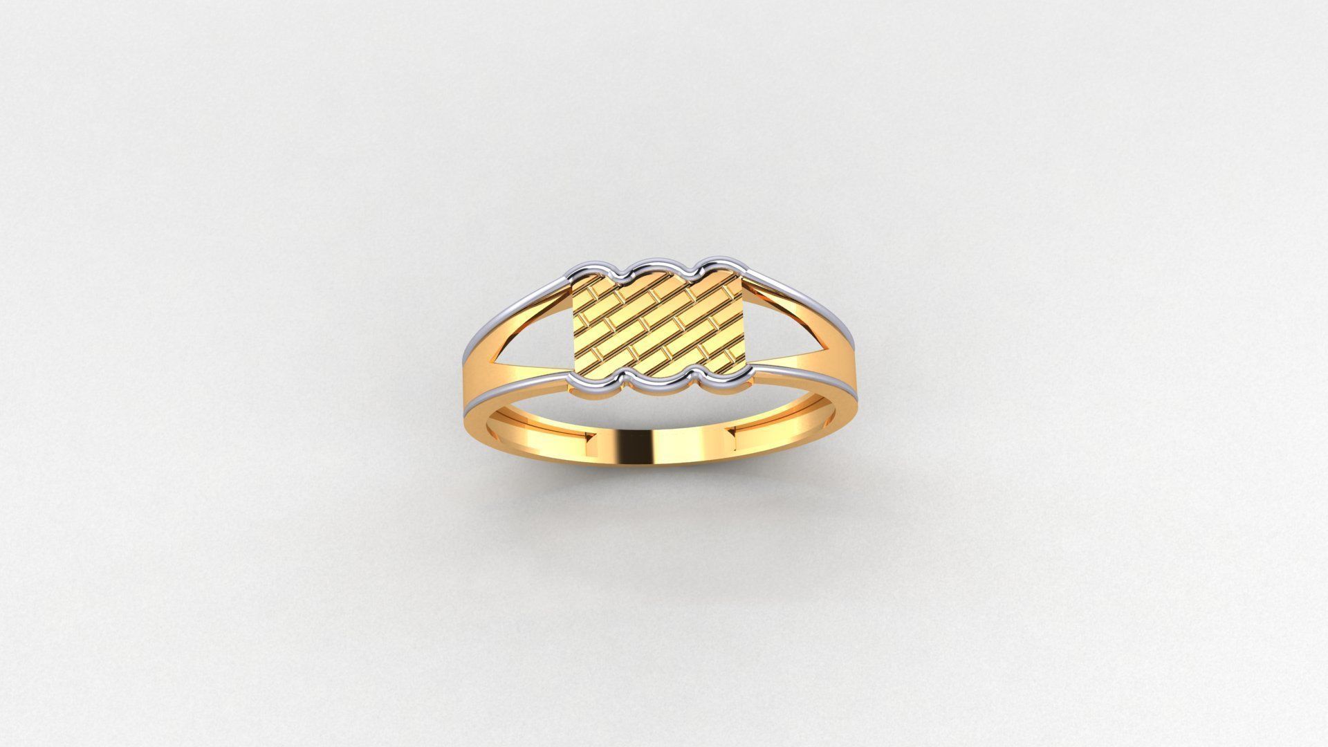 Brick Line Plain Gold Light weight  Mens Band Ring 3dm stl  3D print model_1