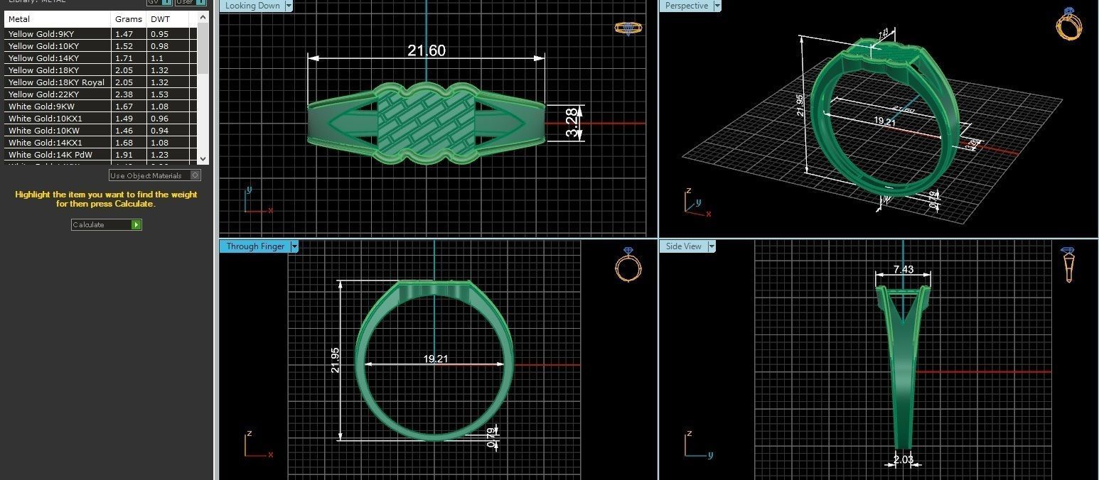 Brick Line Plain Gold Light weight  Mens Band Ring 3dm stl  3D print model_3