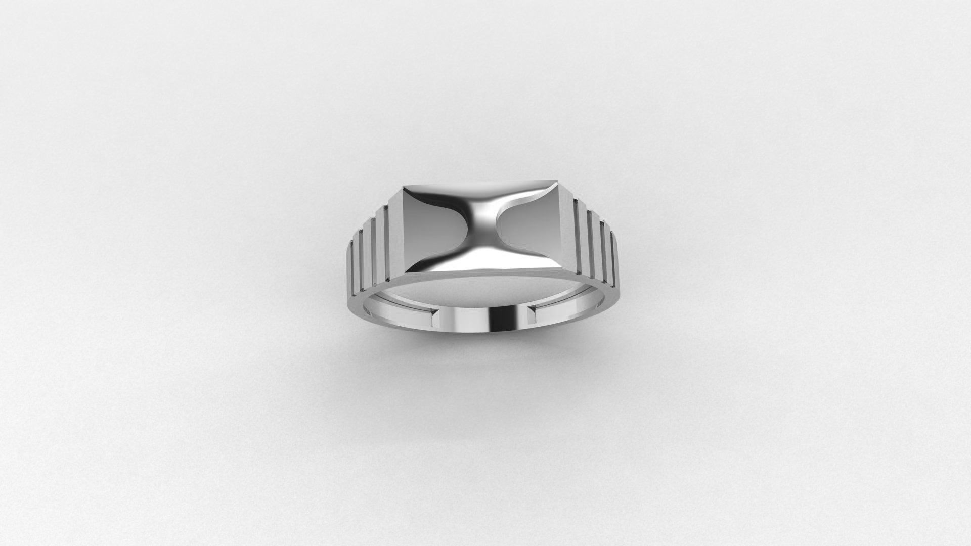 H Plain Gold Light weight minimalist Mens Band Ring 3dm stl 3D print model_2