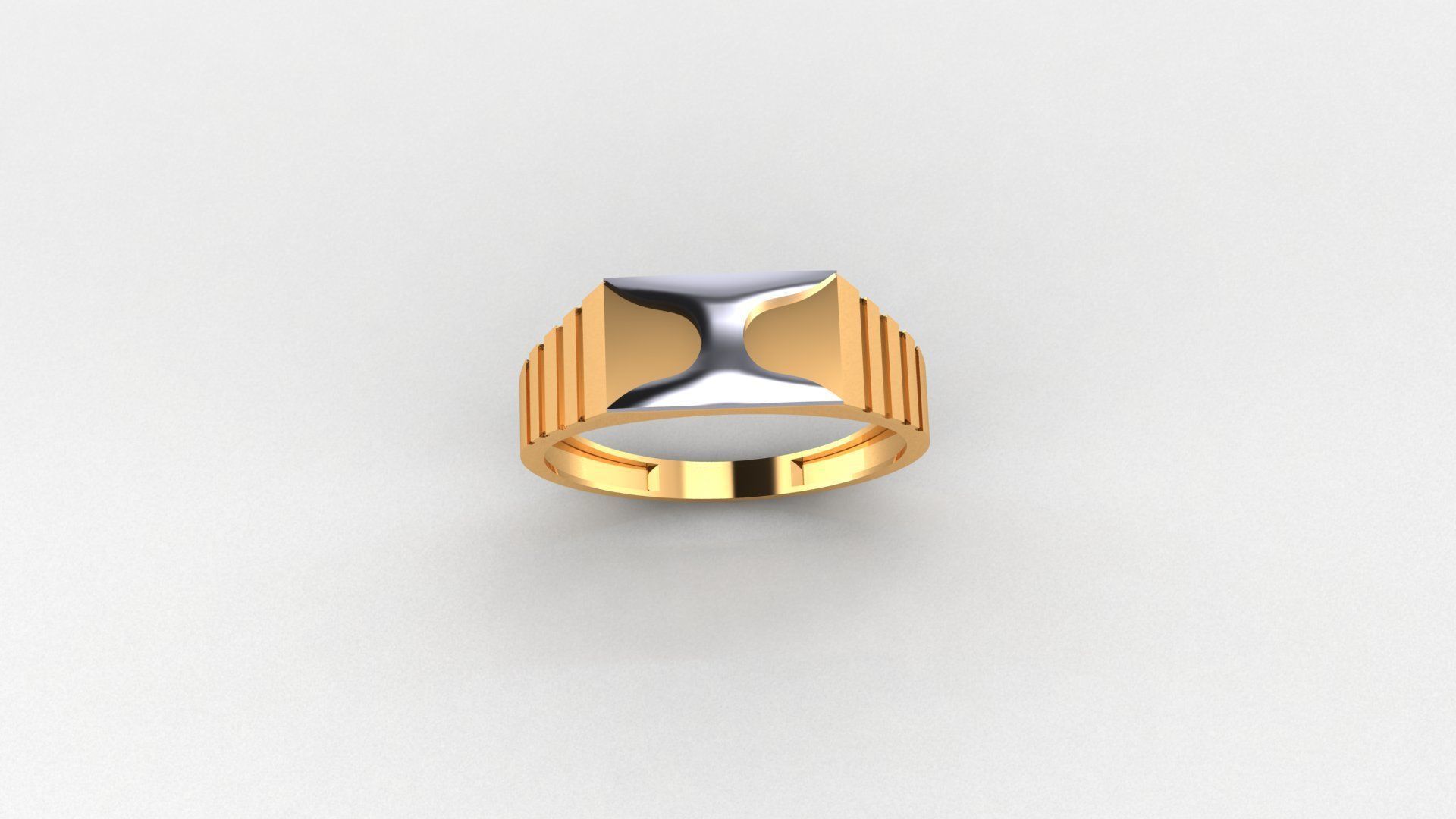 H Plain Gold Light weight minimalist Mens Band Ring 3dm stl 3D print model_1