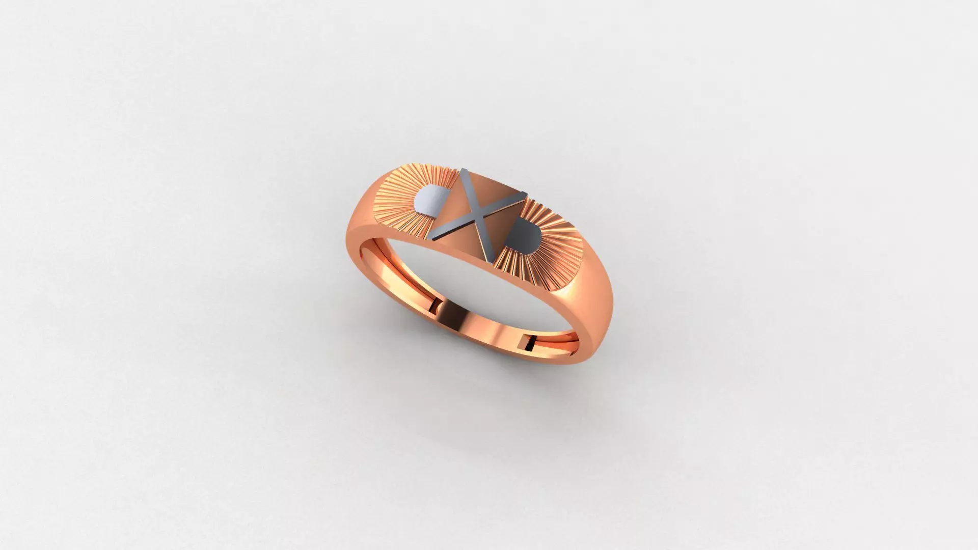 Cross Plain Gold Light weight minimalist Mens Band Ring 3dm stl 3D print model_0