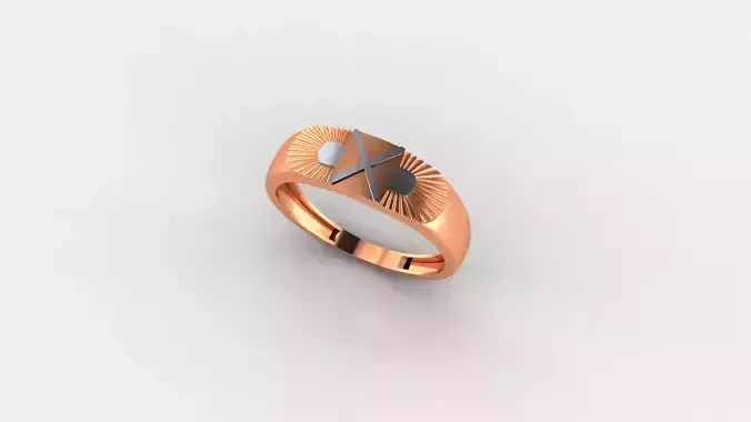 Cross Plain Gold Light weight minimalist Mens Band Ring 3dm stl  3D print model