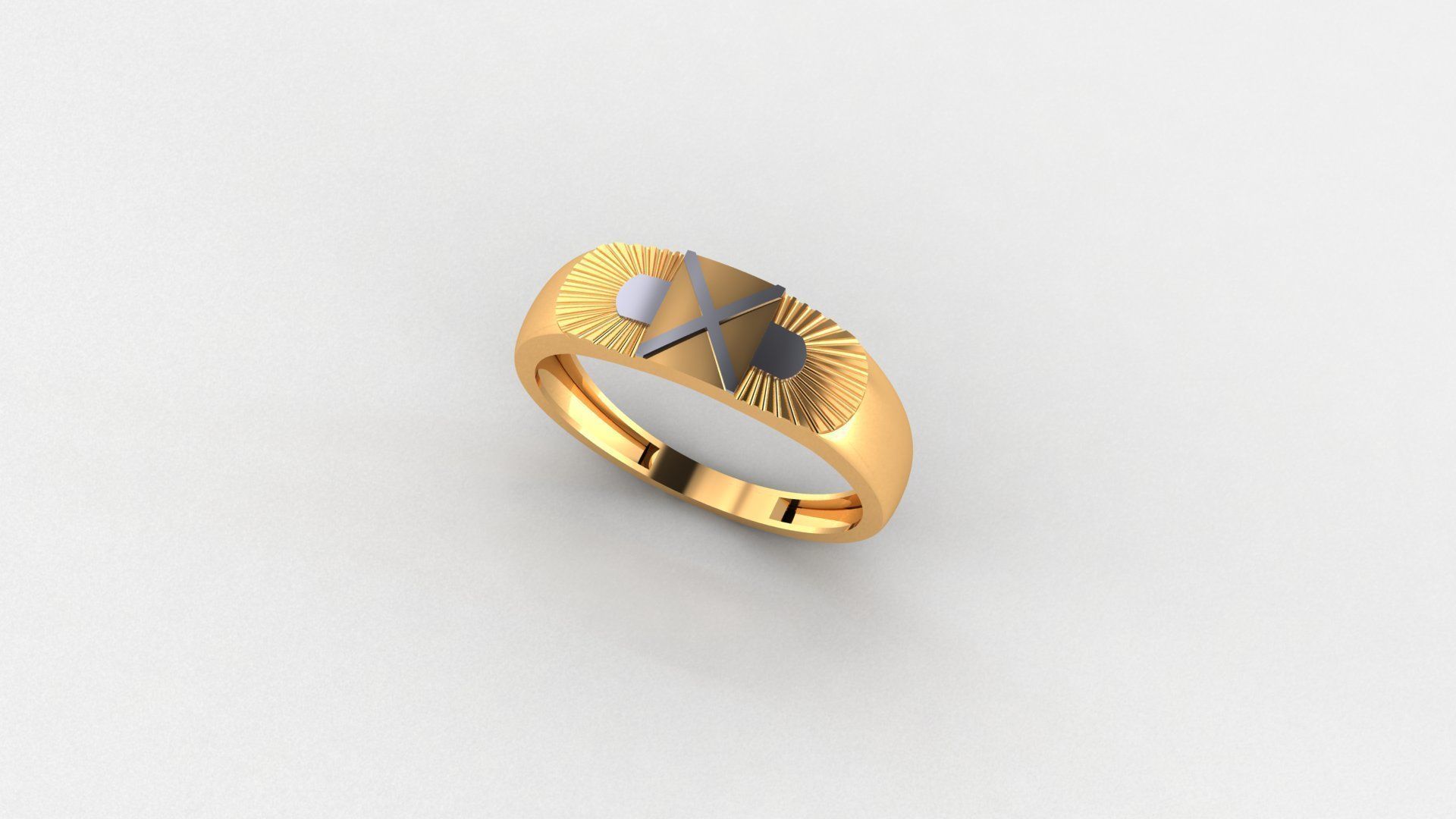 Cross Plain Gold Light weight minimalist Mens Band Ring 3dm stl 3D print model_1