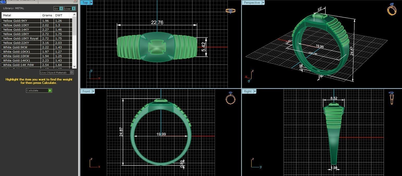 Plain Gold Light weight minimalist Mens Band Ring 3dm stl  3D print model_3