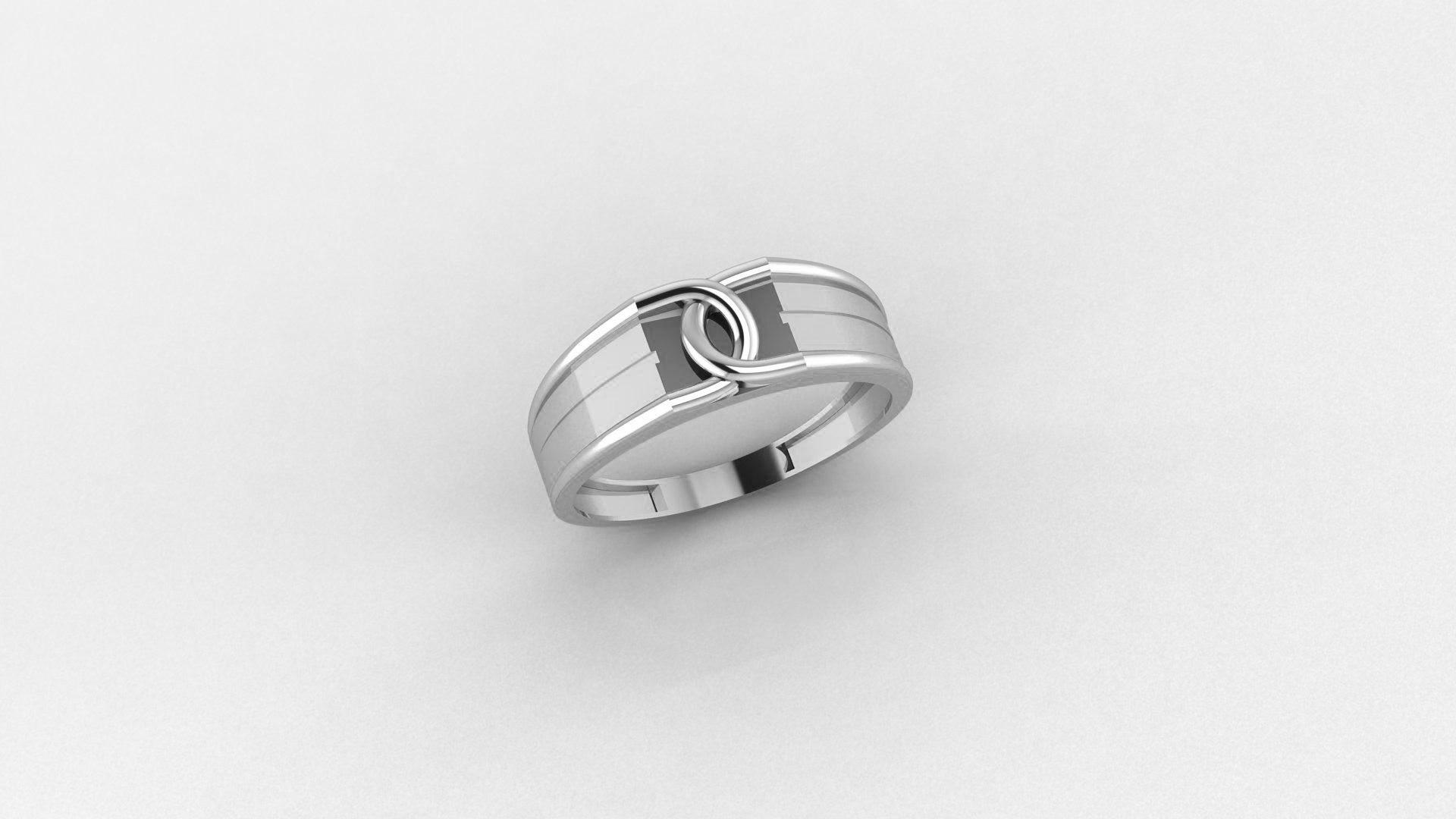 Lock Link Plain Gold Light weight minimalist Mens Band Ring 3D print model_2