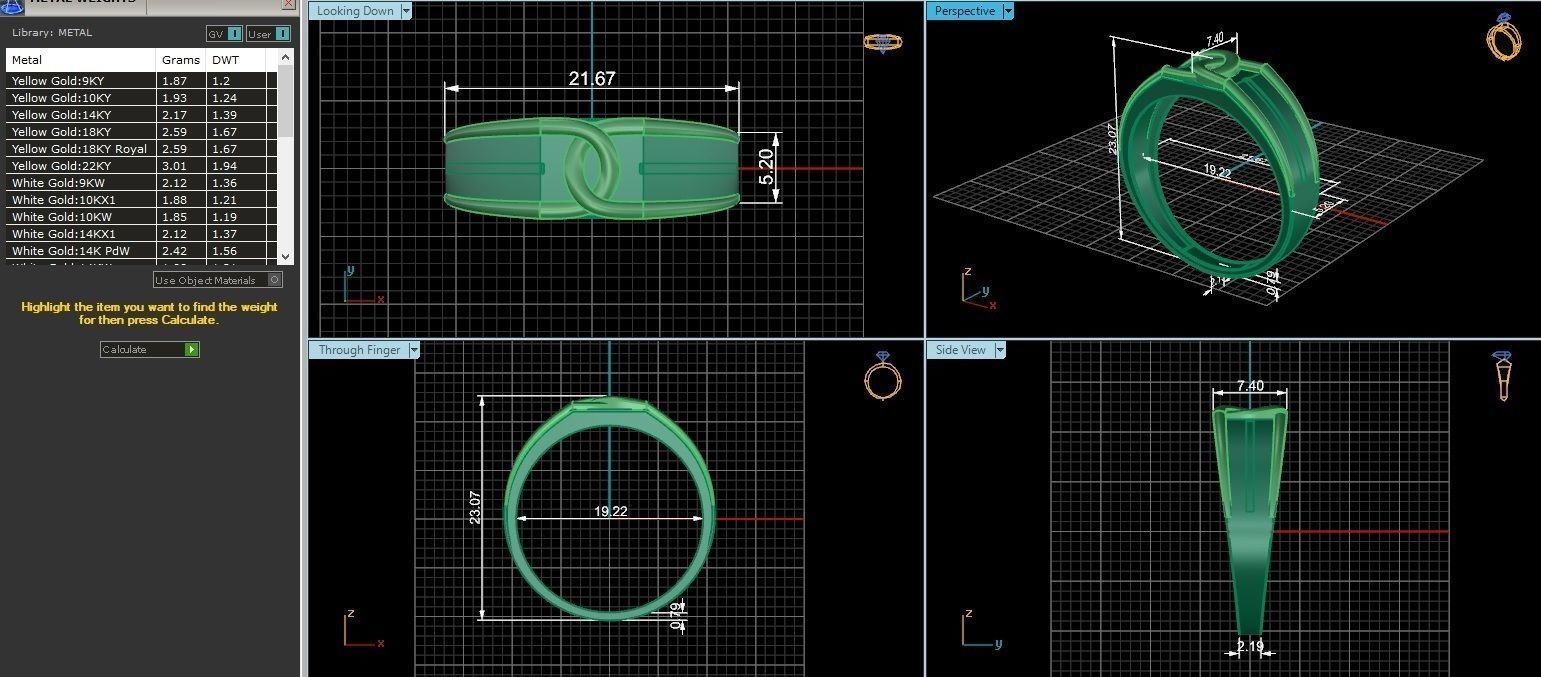 Lock Link Plain Gold Light weight minimalist Mens Band Ring 3D print model_3