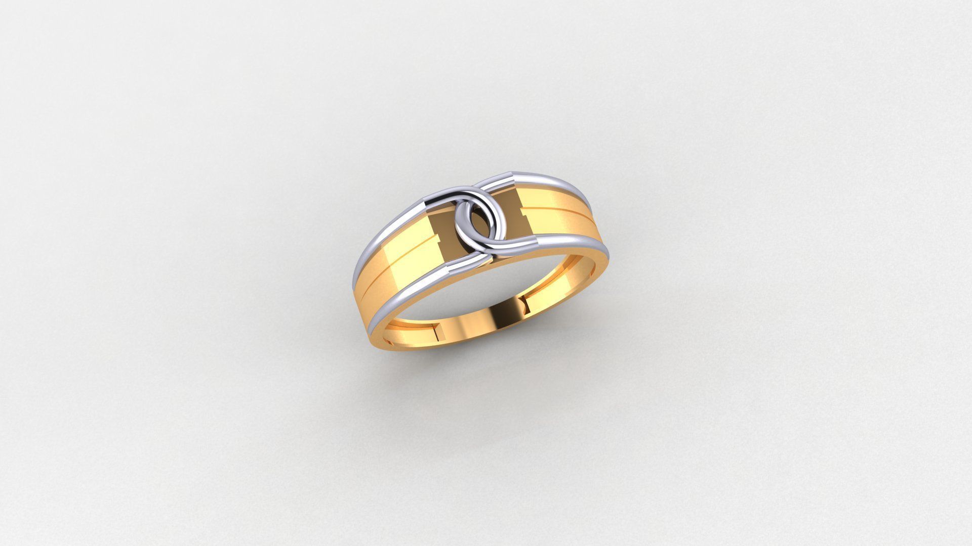 Lock Link Plain Gold Light weight minimalist Mens Band Ring 3D print model_1