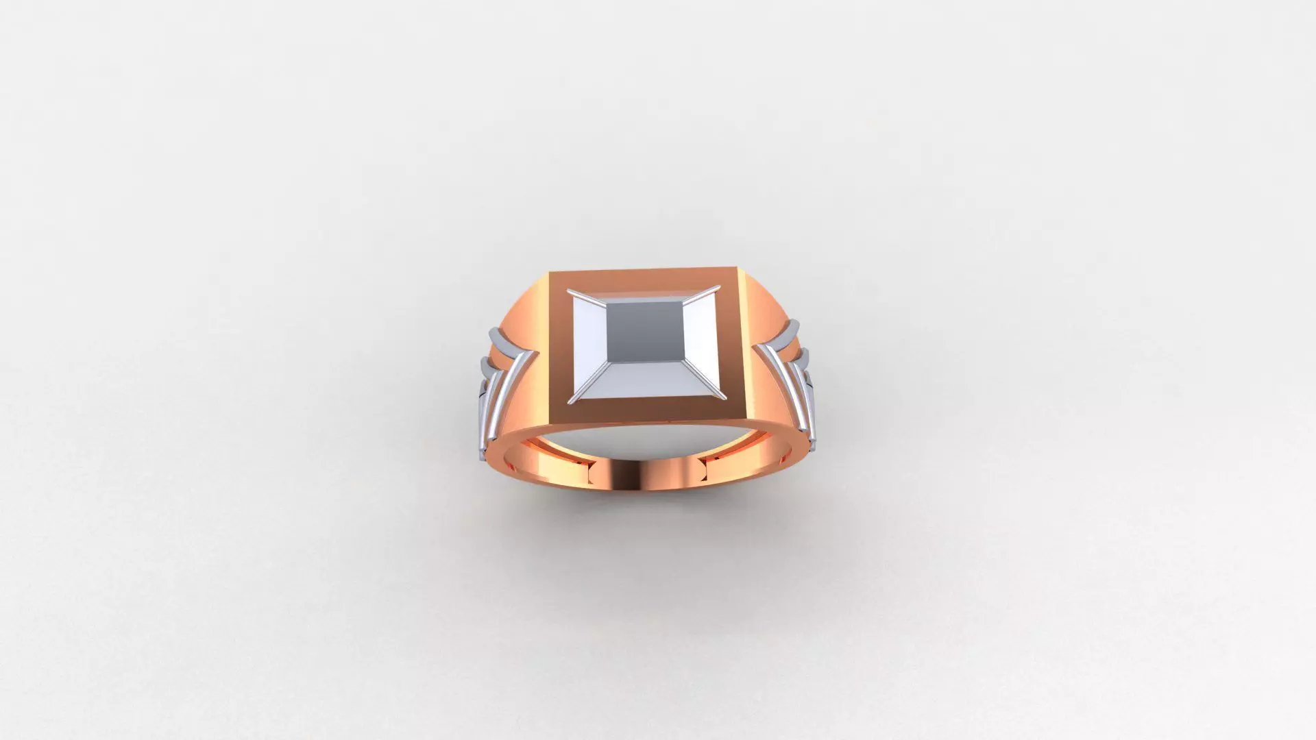 Top Head Plain Gold Light weight minimalist Mens Band Ring 3D print model_0