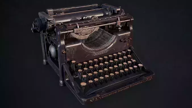 Underwood Typewriter No5 Low-poly 3D model