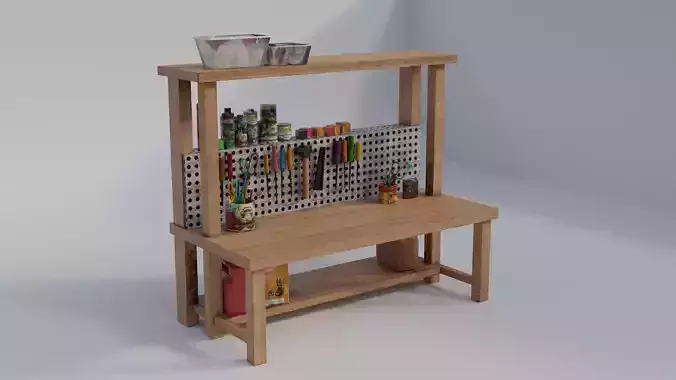 Workbench with tools