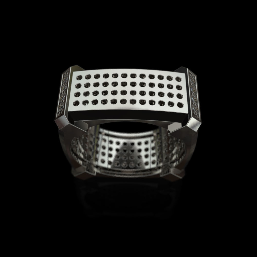 The ring with small diamonds 3D print model_2